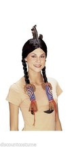 NATIVE AMERICAN POCAHONTAS BLACK WIG W/ HAIR BAND ADULT HALLOWEEN ACCESSORY - £19.79 GBP