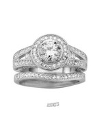 Women&#39;s Round Pave CZ Bridal Set Silver Color Size 7 - €57,92 EUR