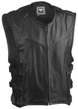 HIGHWAY 21 Blockade Leather Motorcycle Vest, Black, 3X-Large - $199.95