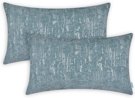 Calitime Throw Pillow Cases Pack Of 2 Smoke Blue Marbling Jacquard Solid Dyed - £33.53 GBP