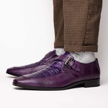 Men's Shoes genuine crocodile and lizard dress monk strap Toluca Purple image 9