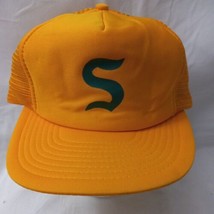 Vintage Rare Yellow Trucker Baseball S Hat Cap Snapback  Speedway Mesh Foam Dad - £11.57 GBP