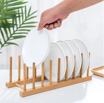 New Bamboo Wood Plate Rack Dish or Lid Holder - £10.21 GBP