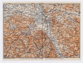 1910 Antique Map Of Vicinity Of Salzburg / Austria - £16.85 GBP