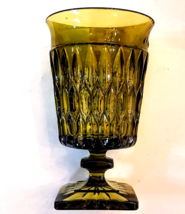 Indiana Glass Mount Vernon Pattern Open Apothecary Jar Avocado Green Ste... - $14.78