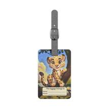Luggage Tag for Kids Cute Cheetah Sitting On a Tree | Rectangle Saffiano... - $19.99