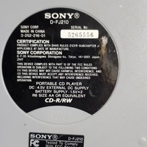 Sony Walkman D-FJ210 Personal FM/AM/TV/Weather Radio CD Player w/G-Prote... - $14.62