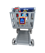 Aldi Play Kids Children Grocery Shopping Cart & Coin Slot Gray Blue Brand New  - $942.11 MXN