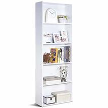 BESTGOODSHOP Modern 5-Tier Bookcase Storage Shelf in White Wood Finish - £150.18 GBP