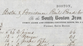 1853 Boston &amp; Providence Railroad Purchase Receipt Billhead South Boston... - £10.96 GBP