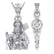 Silver (92.5% purity) Combo Pack of God Hanuman and Gada Pendants Lord Bajrang - £43.50 GBP