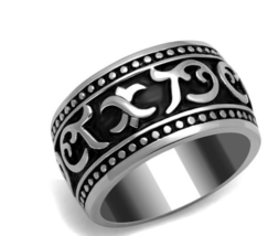 Men&#39;s Two-Tone Stainless Steel Band Epoxy Ring - £19.70 GBP