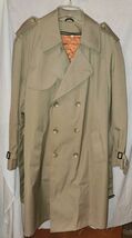 Vintage Mens Domino Dri Trench Coat Zip Out Lining 44 Long  Tan Brown - $44.99