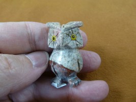 Y-BIR-OW-53) white red HORNED OWL figurine SOAPSTONE Peru love little ow... - $164.86 MXN