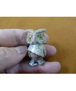 Y-BIR-OW-53) white red HORNED OWL figurine SOAPSTONE Peru love little ow... - $165.32 MXN