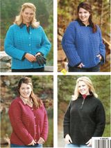 Women&#39;s Plus Size Cardigan Jacket Pullover Sweaters Crochet Patterns 14-3X - £13.28 GBP