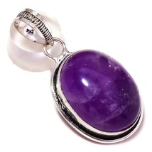 Blue Amethyst Agate Natural Oval Gemstone 925 Silver Overlay Handmade Pe... - $8.95