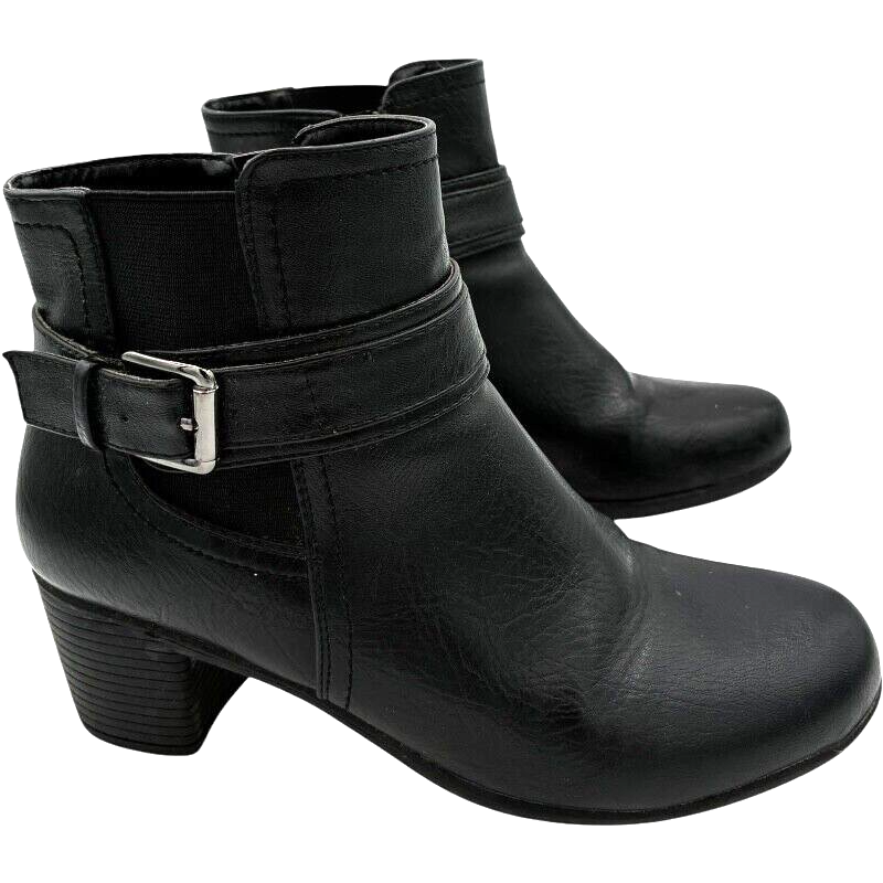 Croft & Barrow women's Britt Black Faux Leather 73277 Ankle Boots size 7.5 MED Item image 2