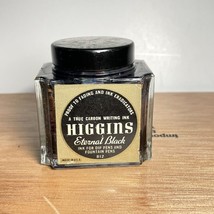 Vintage Higgins Eternal Black Empty Glass Ink Bottle Proof to Fading Era... - $18.96