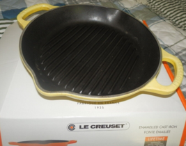 LE CREUSET Soliel YELLOW CAST IRON Deep Round GRILL PAN 9 3/4&quot; W/ BOX - £71.21 GBP