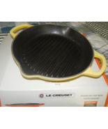 LE CREUSET Soliel YELLOW CAST IRON Deep Round GRILL PAN 9 3/4&quot; W/ BOX - £70.05 GBP