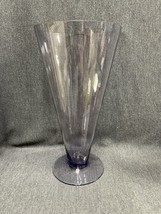Vintage Large Tall Hand Blown MCM Centerpiece Vase 13 Inches Tall Amethyst - $51.43