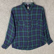 BDG Button Up Top Women&#39;s Small Long Sleeve Plaid 100% Viscose Adults S - $16.73 CAD