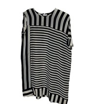 BCBGMaxAzria Silk Black White Asymmetrical Striped Shift Dress Womens Small - $23.00
