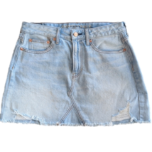 American Eagle Distressed Lighter Wash Mini Jean Skirt Size 6 Waist 29 Inches - £20.50 GBP