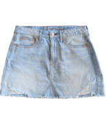 American Eagle Distressed Lighter Wash Mini Jean Skirt Size 6 Waist 29 I... - £20.26 GBP