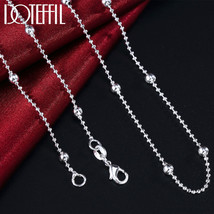 Oteffil 925 sterling silver 16 18 20 22 24inch 4mm full smooth beads chain necklace for thumb200