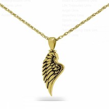 Angel Wing Charm Gold Steel Funeral Cremation Pendant w/Necklace - £52.76 GBP