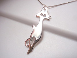Abstract Cat Necklace 925 Sterling Silver Corona Sun Jewelry kitty meow feline - £12.22 GBP