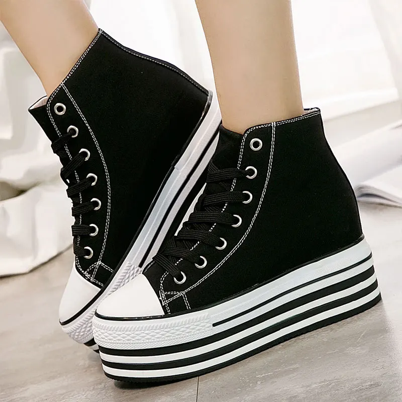 Fujin New Canvas Shoes  Up High Top Fashion  Casual Thick Bottom Women&#39;s Shoes P - £194.30 GBP