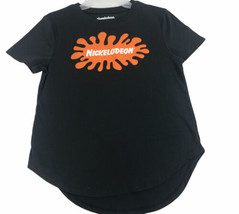 Nickelodeon Women’s Juniors T Shirt Size L 11-13 Splat Logo Black - £13.26 GBP