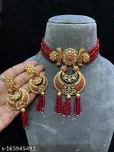 Kundan Choker Meena Necklace Earrings Jewelry Set Trending Bridal Ethnic61 - £23.80 GBP