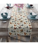 Rustic Farmhouse Table Runner Chicken Farm Design Cotton Linen Decor Cou... - €26,47 EUR