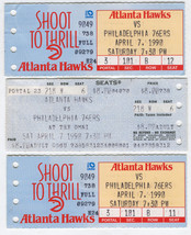 ATLANTA HAWKS VS PHILADELPHIA 76ERS 3 TICKETS STUBS 1990 NBA BASKETBALL ... - £10.13 GBP