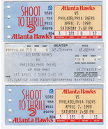 ATLANTA HAWKS VS PHILADELPHIA 76ERS 3 TICKETS STUBS 1990 NBA BASKETBALL ... - $242.33 MXN