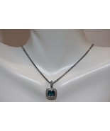 DAVID YURMAN 925 Silver Diamond Blue Topaz Petite Albion Pendant on Chain 15-18" - $443.78
