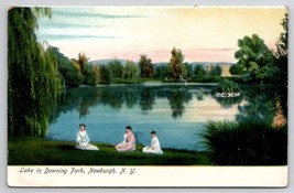 Ladies By Lake In Downing Park Newburgh NY New York Postcard B44 - $8.95