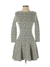 CATHERINE MALANDRINO Gray &amp; White Floral Long Sleeve Drop Waist Dress - XS - £79.32 GBP