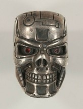 Amazing Terminator Skull Ruby Eyes Sterling Silver Men&#39;s Ring Size 8.75 - £227.67 GBP