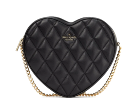 New Kate Spade Love Shack Quilted Heart Crossbody Purse Black - £105.02 GBP