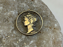 1943 Vtg 90% Silver Cut Out Mercury Silver Dime Pendant Charm Jewelry Liberty - £23.80 GBP