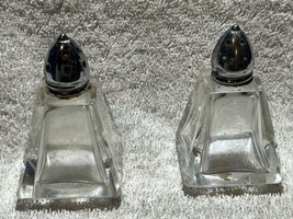 Vintage Crystal Salt &amp; Pepper Shakers - Pyramid Triangle Shape W/Metal Caps - $9.90