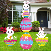 Easter Yard Signs Outdoor Lawn Decorations with Stakes - 57 Inch, Funny Bunny an - £26.25 GBP