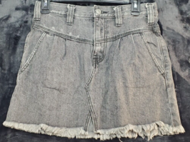 We The Free Skirt Womens Size 25 Gray Denim 100% Cotton Slash Pockets Belt Loops - £14.20 GBP