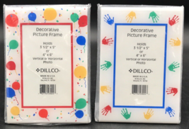 2 Children at Play Picture Frames Plastic Colorful Hands &amp; Party Balloons Dillco - £4.70 GBP