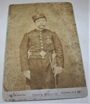 c1870 Civil War GAR Union Soldier In Uniform W/ Sword Cabinet Photo Peterson NJ - £27.25 GBP